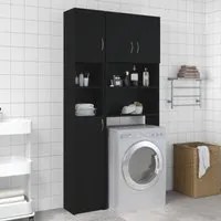 Armadio da Bagno Nero 32x25,5x190 cm in Truciolato