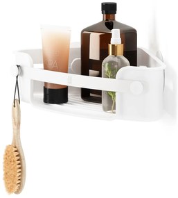 Mensola angolare per bagno bianca in plastica riciclata senza foratura Flex - Umbra