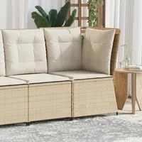 Divano Angolare da Giardino con Cuscini Beige in Polyrattan 368986