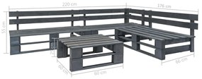 Set salotto da giardino 4 pz pallet in legno grigio