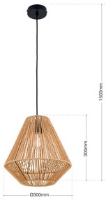 Orion HL 6-1812/1 - Lampadario a sospensione con filo JUNGLE 1xE27/40W/230V diametro 31 cm canapa