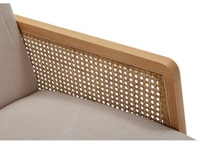 Poltrona con trama beige con rivestimento in velluto a coste Debra – Marckeric