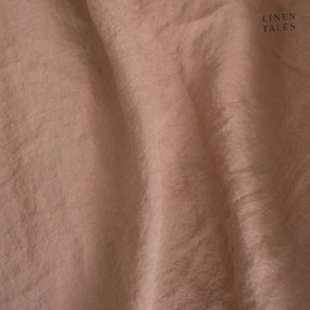 Federa in lino marrone terracotta con bordo a righe , 50 x 60 cm Cafe Creme - Linen Tales