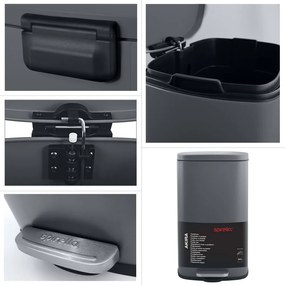 Cestino per la spazzatura grigio scuro in acciaio con pedale 50 l Akira – Spirella