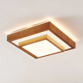 Lindby Mendosa plafoniera LED look legno, angolare