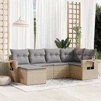 Set Divano da Giardino 6 pz con Cuscini Beige in Polyrattan 3252796