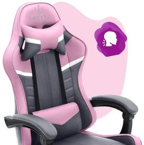 Sedia da gioco per bambini HC - 1004 grigio e rosa con dettagli bianchi