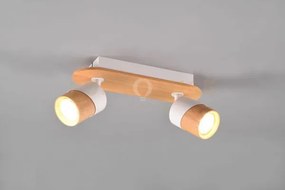 Aruni barra 2 spots orientabili metallo bianco e legno naturale l. ...