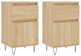 Credenze 2 pz rovere sonoma 40x35x70 cm in legno multistrato