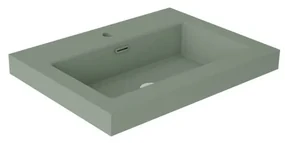 Lavabo da incasso con bordo a vista rettangolare vasca centrale Nantes L 61 x H 6 x P 46 cm in resina verde muschio