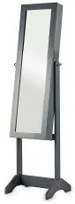 Specchio Portagioie Verticale Cristallo Grigio Stoffa Legno MDF (36 x 140 x 36,5 cm)