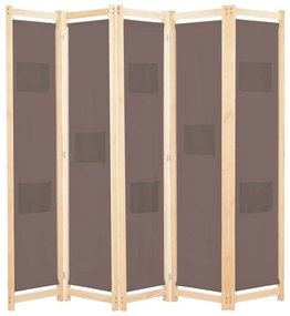 Divisorio A 5 Pannelli Marrone 200x170x4 Cm İn Tessuto /