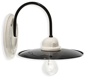 Applique Industrial Potenza Ferro E Ceramica Nero E Decorata Lucida 1 Luce E27