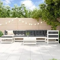 Set Divani da Giardino 8pz con Cuscini in Legno Massello Bianco 3185872