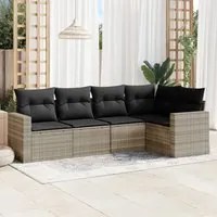 Set Divano da Giardino 5pz con Cuscini Grigio Chiaro Polyrattan 3218922