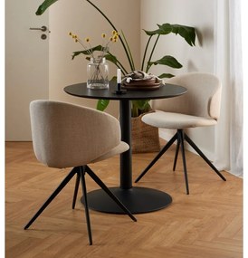 Sedia da pranzo beige in imbottito con braccioli Ella – Actona