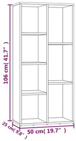 Libreria Grigio Cemento 50x25x106 cm in Legno Multistrato