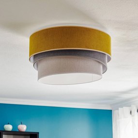 Plafoniera soffitto Pastell Trio Duolla, dimmerabile, Giallo / Arancione, Soggiorno / Sala da pranzo, Tessuto / Stoffa / Seta, Plafoniera