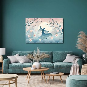 Quadro su tela – Ballerina sotto il ciliegio in luna piena