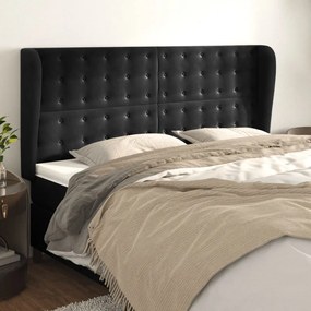Testiera Ad Orecchio Nera 163x23x118/128 Cm İn Velluto /