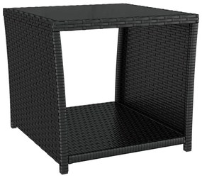 Set Mobili da Giardino 3 pz Nero Polyrattan e Acciaio