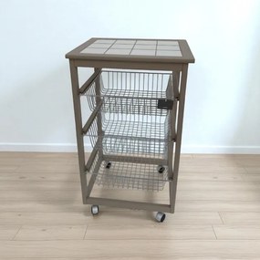 Carrello da cucina portafrutta con 3 cestelli senza base LACCATO TORTORA