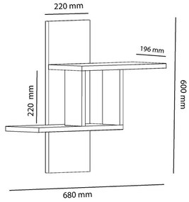 Mensola Sospesa Design Moderno 1 Vano 68x20x60 Amanda Bianca