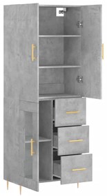 Credenza grigio cemento 69,5x34x180 cm in legno multistrato