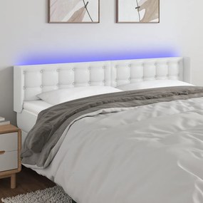 Testiera A Led Bianca 183x16x78/88 Cm İn Similpelle /