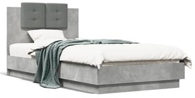 Giroletto E Testiera Grigio Cemento 90x190 Cm Legno Multistrato /