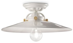 Plafoniera Industrial Minimal B&W Metallo Smaltato Bianco 1 Luce E27 31Cm