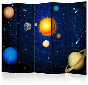 Paravento separè Sistema solare II (5 parti) - sole e pianeti nello spazio