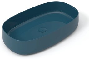 Lavabo da appoggio Wave OLYMPIA CERAMICA ovale in ceramica L 70 x H 14 x P 40 cm blu piletta non inclusa