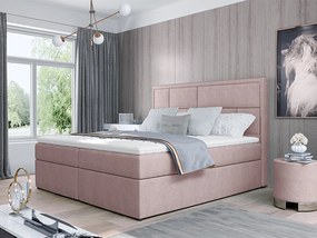 Letto matrimoniale boxspring Cardiff - 160 x 200 cm , Tessuto rosa