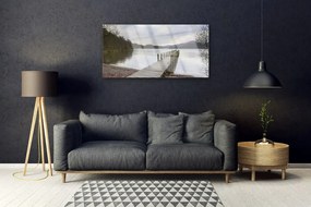 Quadro acrilico Ponte di architettura del lago 100x50 cm
