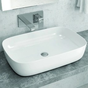 Kamalu - lavabo da appoggio 60cm linee arrotondate bianco | litos-0013