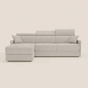 Miryam divano letto angolare compatto - poggiatesta reclinabili e penisola contenitore in tessuto smacchiabile T31