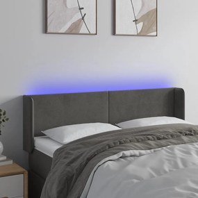 Testiera A Led Grigio Scuro 147x16x78/88 Cm İn Velluto /