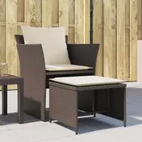 Sedia da Giardino con Poggiapiedi in Polyrattan Marrone 368617