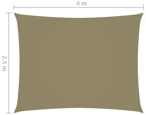Parasole a Vela Oxford Rettangolare 2,5x4 m Beige