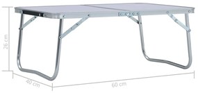 Tavolo Pieghevole da Campeggio Bianco in Alluminio 60x40cm