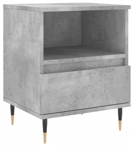 Comodino grigio cemento 40x35x50 cm in legno multistrato