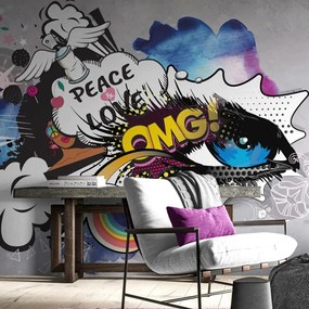 Carta da parati – Occhio graffiti su sfondo grigio