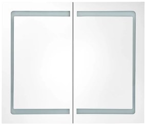 Armadietto bagno con specchio e led 80x12,2x68 cm