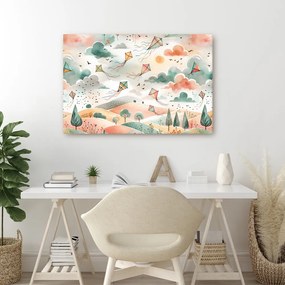 Quadro su tela – Aquiloni volanti su paesaggio colorato