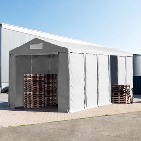 TOOLPORT 6x12m tenda capannone, altezza 4,0m porta a cerniera, PVC 850, grigio, con statica (sottofondo in cemento) - (94040)