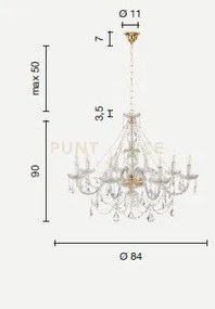 Lampadario in vetro e ceristallo fume' opera 8 luci lp.opera-8-fumè