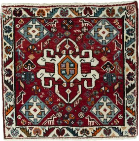 Shiraz Tappeto 60 x 60 Rosso (Iran) Annodato A Mano