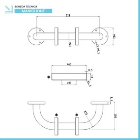 Maniglione di sicurezza cromato 30 cm per disabili in acciaio inox