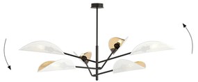 Lampadario 6 Luci Eridano In Acciao Nero E Bianco Oro Con Bracci Mobili